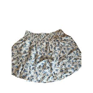 No Boundaries White Blue Floral Mini Ruffle Skirt Women's Size S NWOT